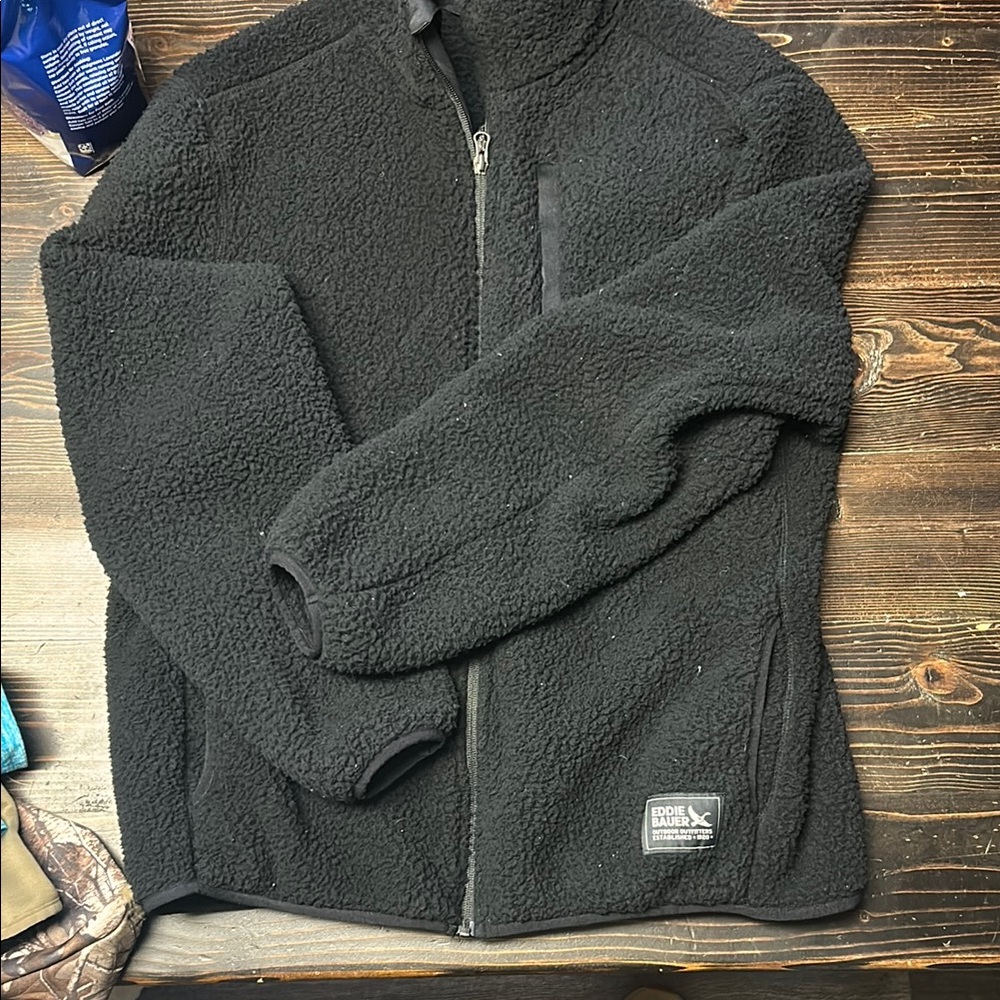 Eddie Bauer Black Sherpa Fleece Jacket